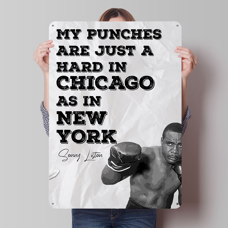 Retro Gaming Quotes - Work Hard Boxing Quote Tinplate Poster