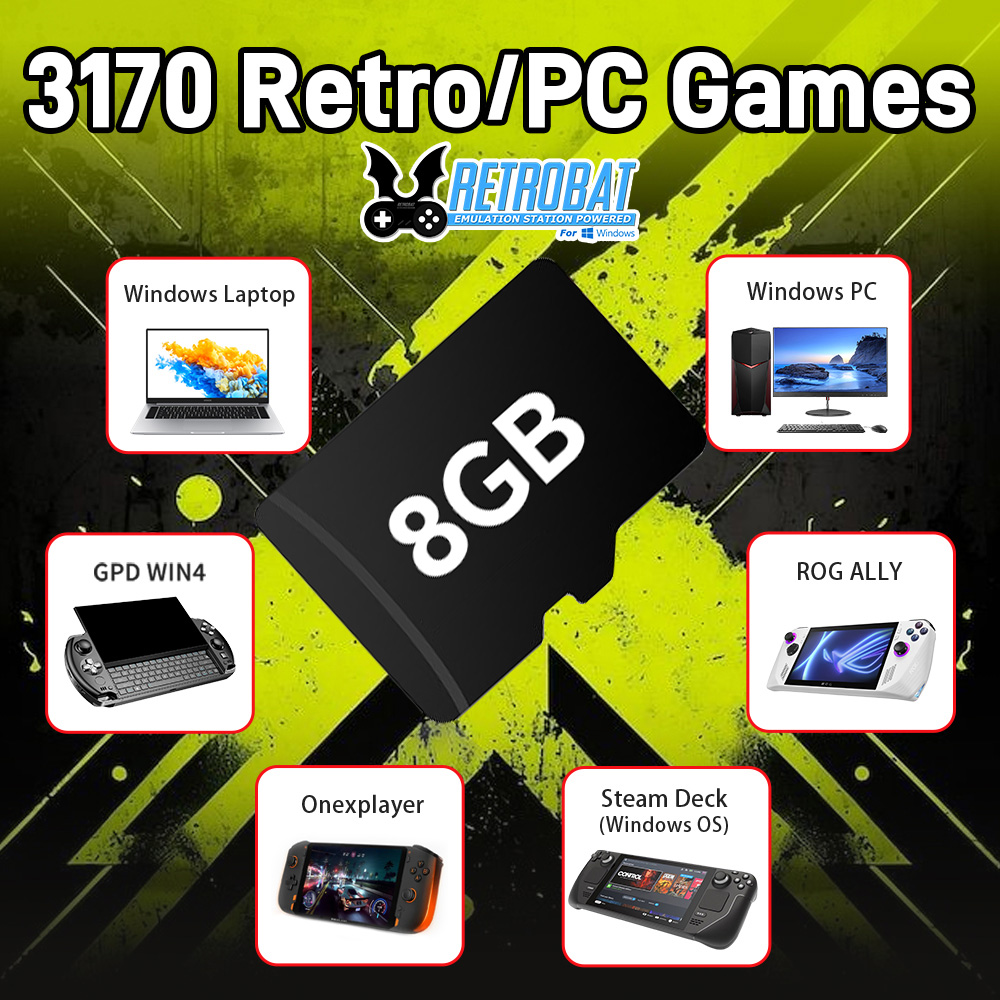 Retro Gaming Os - 8GB Game TF Card with 3170
