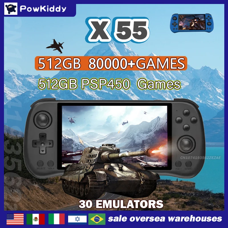 80000Games 512G POWKIDDY X55 5 - Retro Gaming Os ulasan dan harga