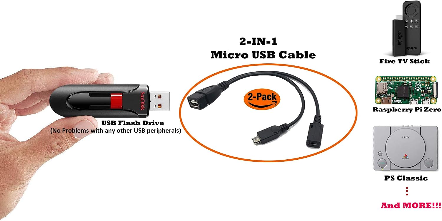 2-in-1 Micro USB OTG Power Cab - Retro Gaming Usb Stick ulasan dan harga